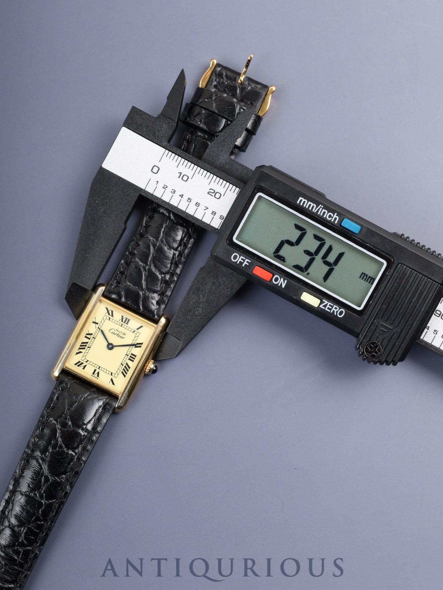 カルティエ マストタンク LM 590005 クォーツ Cal.90 SV925 革 純正尾錠（GP）アイボリーローマン文字盤（SWISS表記）オーバーホール済み