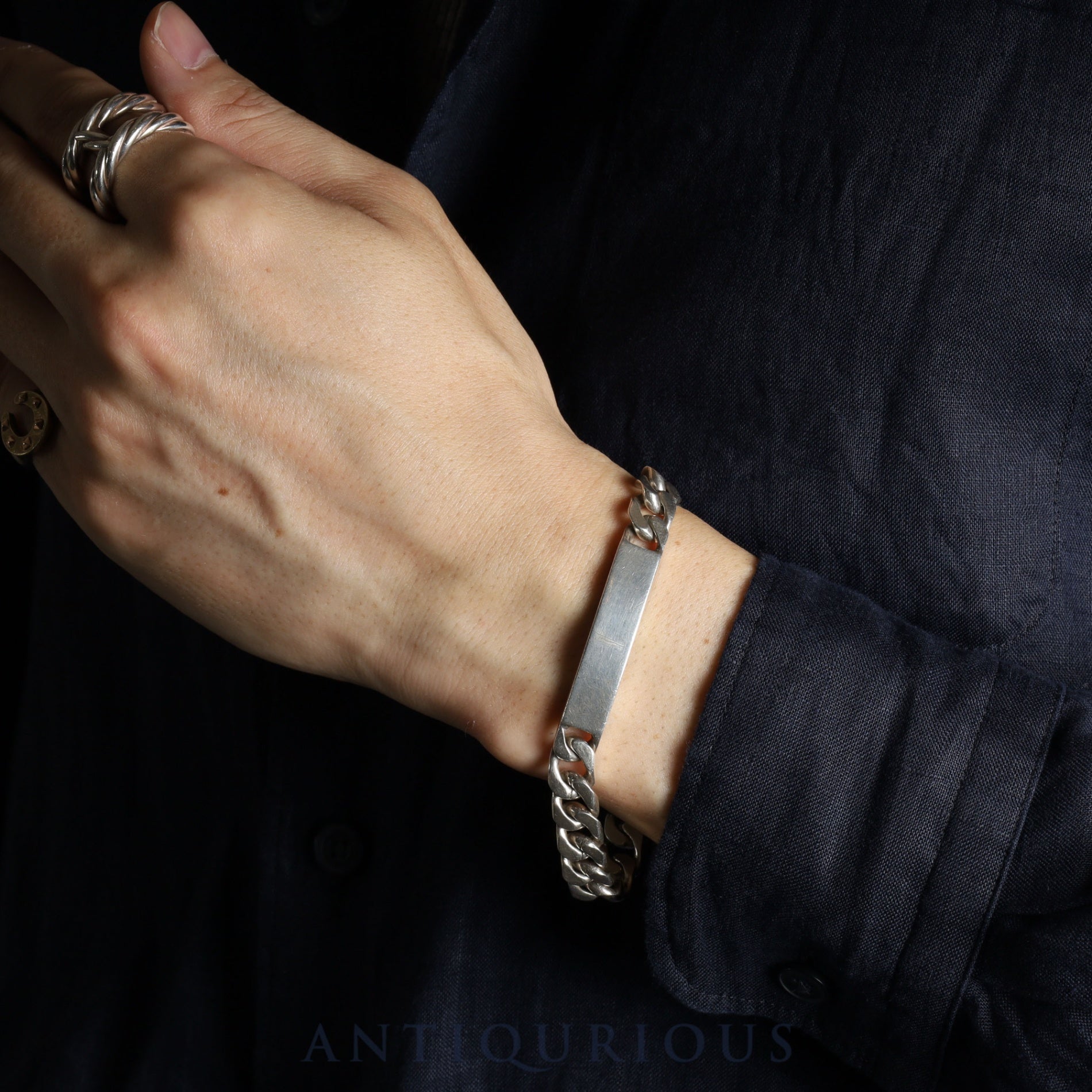 Hermes Bracelet ID Chain Vintage SV800 18 Links Boxed Wrist Circumference Approx. 19cm SV800 Hallmark Crab