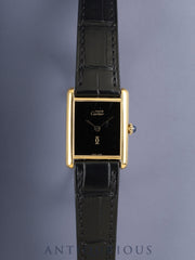 Cartier Must Tank LM Hand-wound Cal. ETA2512 SV925 Camille Fournet strap Onyx dial (SWISS MADE表記) Polished Complete service performed at Cartier boutique