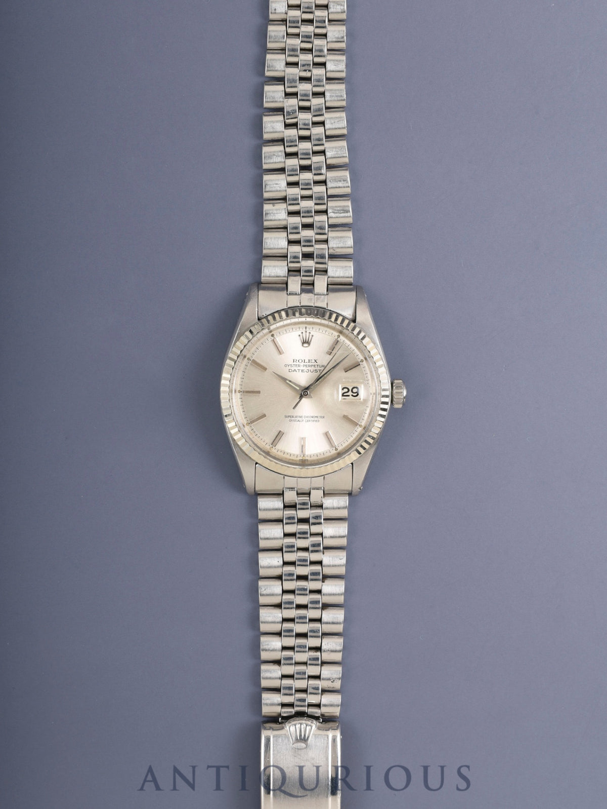 Rolex Datejust 1601 Automatic Caliber 1560 Stainless Steel/White Steel Silver Dial No. 95 (1963) Overhauled