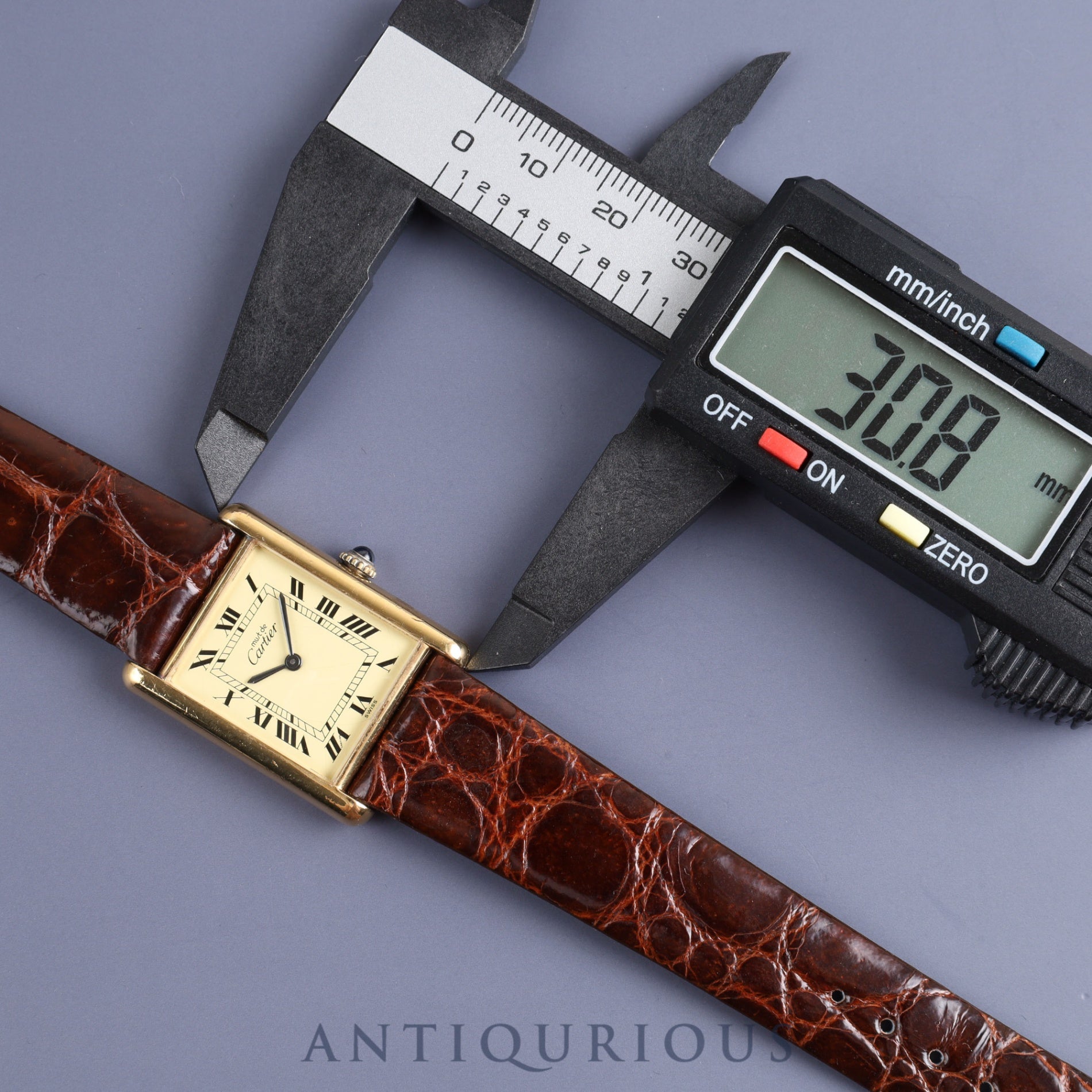 CARTIER カルティエ MUST TANK LM マストタンク LM 手巻き Cal.78-1 925 革 純正尾錠（GP）アイボリーローマン文字盤 オーバーホール済み