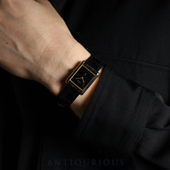 Cartier Must Tank LM Manual Winding Caliber 78-1 SV925 Leather Strap with Genuine GP Buckle, Onyx Dial, Circa 1976-1981, Overhauled and Finished to Like New