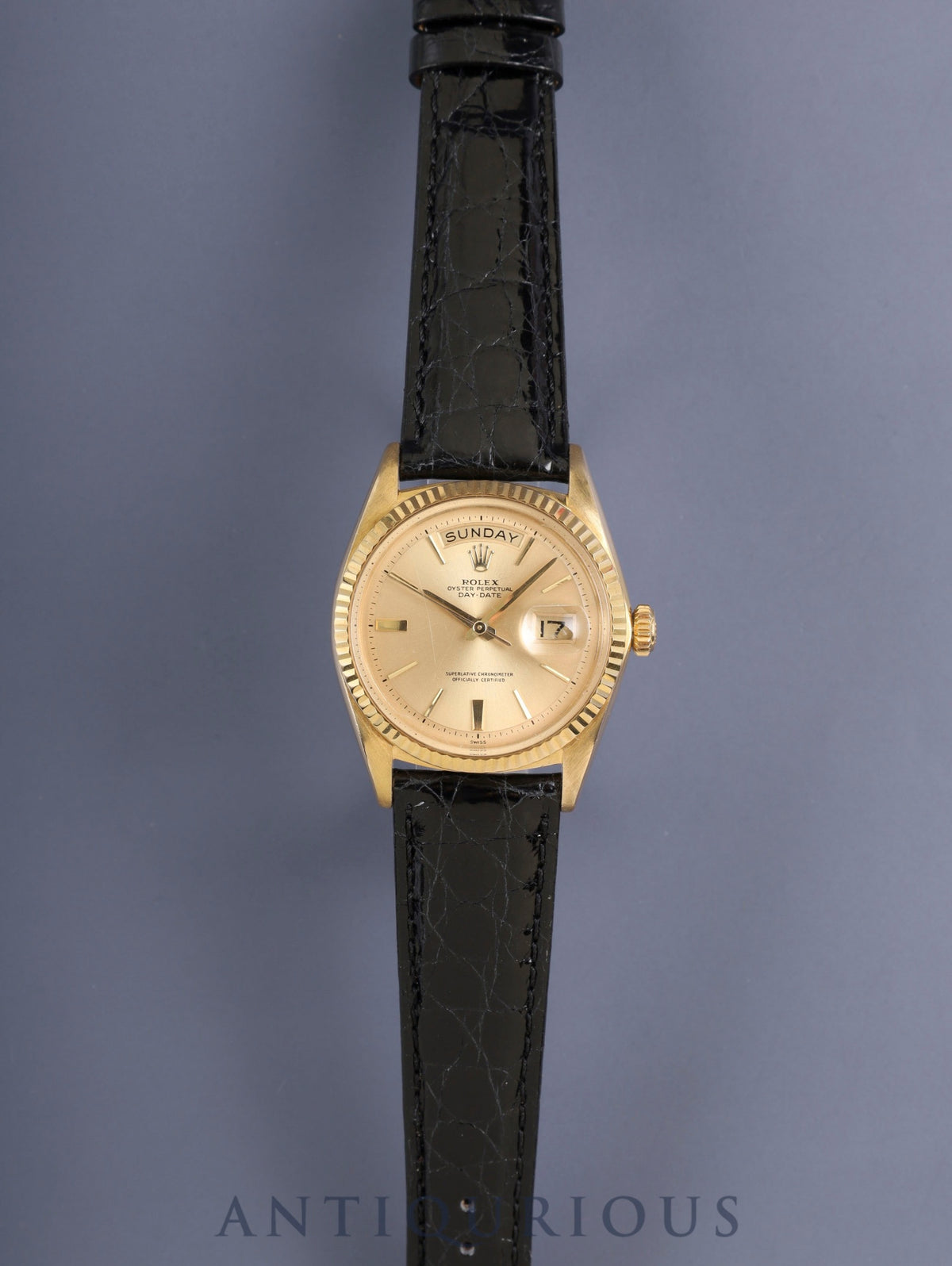 Rolex Day-Date 1803 Automatic Cal. 1555 750YG Leather Strap Original Pin Buckle (GP) Champagne Dial Serial Number 96-series (circa 1962) Overhauled