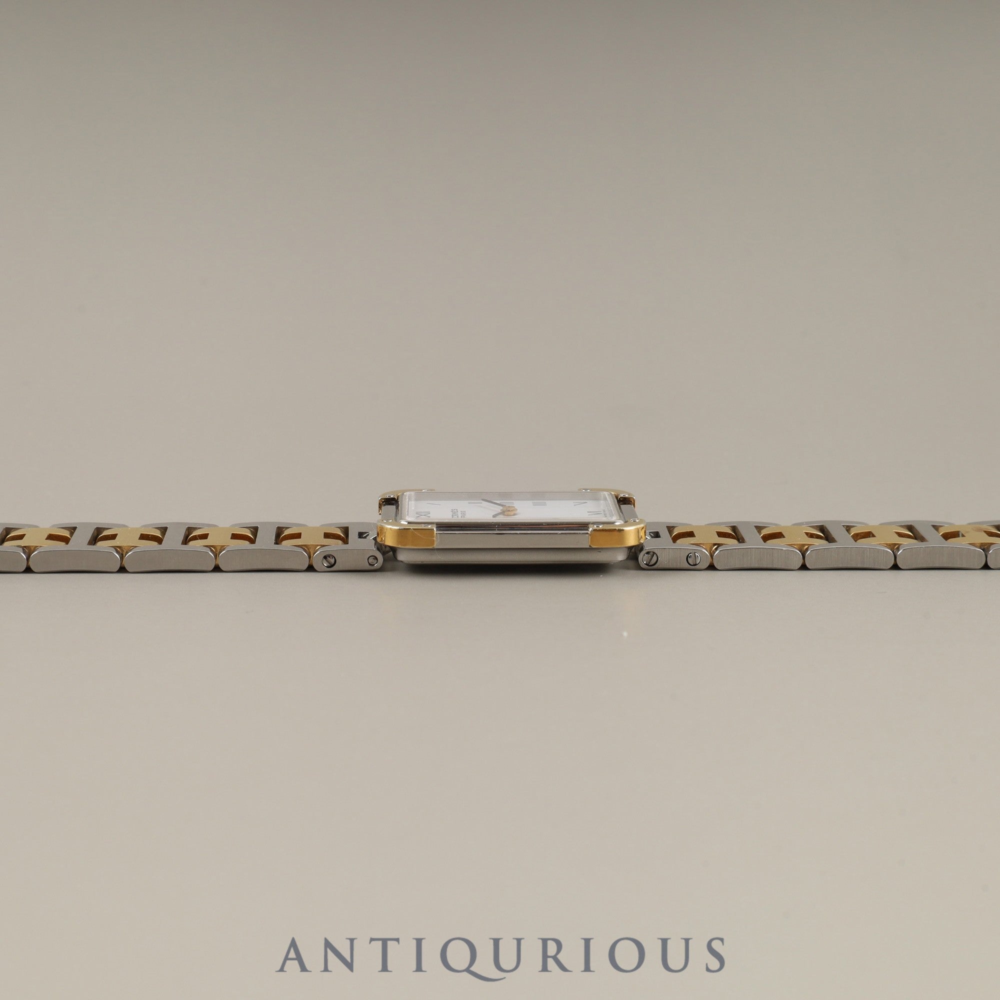 Hermes Cloajour 75.03 Quartz Cal.976.001 SS/GP SS/GP White Dial Warranty (1994) Box Booklet Overhauled
