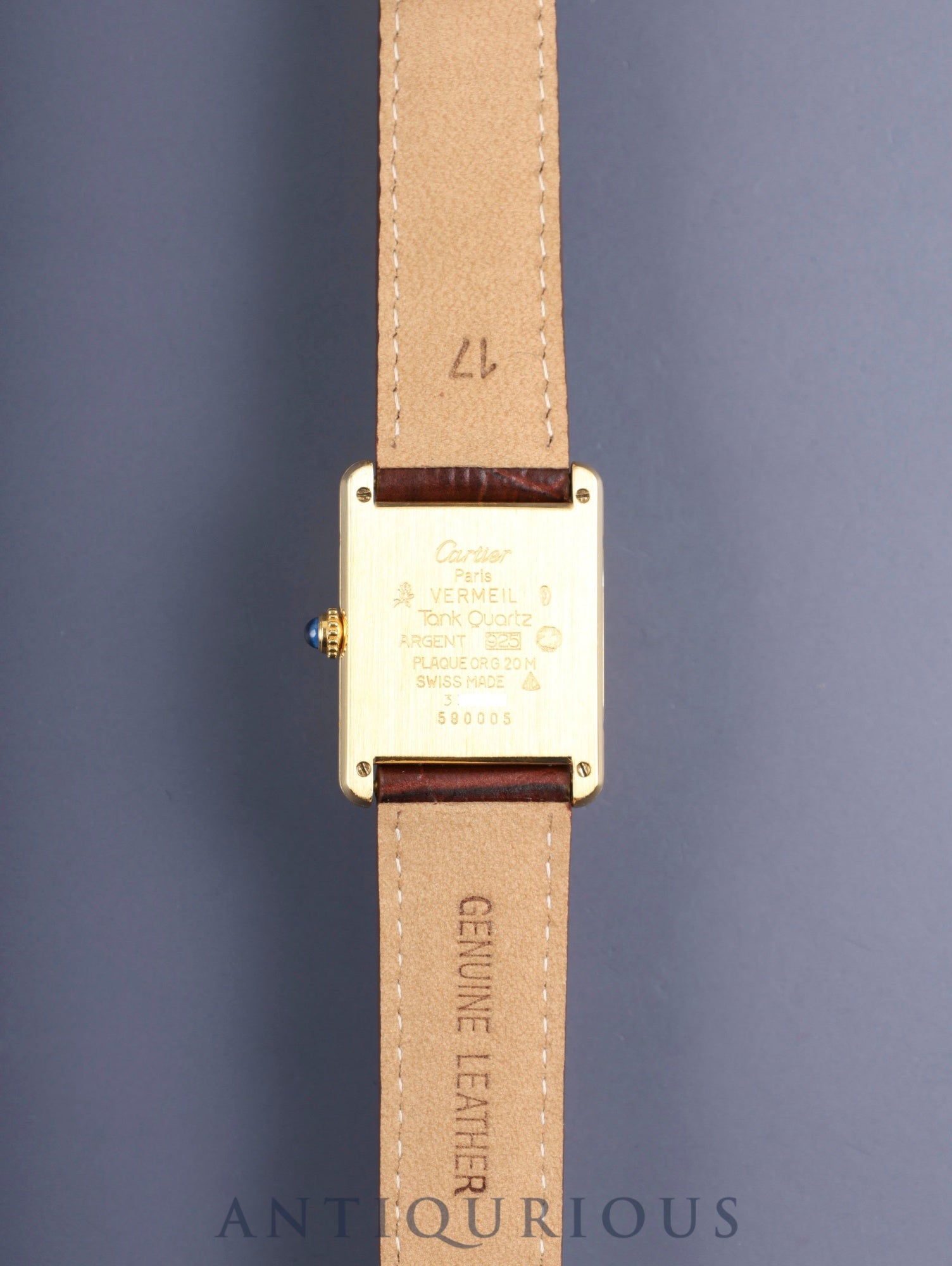 カルティエ マストタンク LM 590005 クォーツ Cal.90  SV925 革 純正Dバックル（GP）ストレートローマン文字盤（SWISS表記）オーバーホール済み 新品仕上げ済み