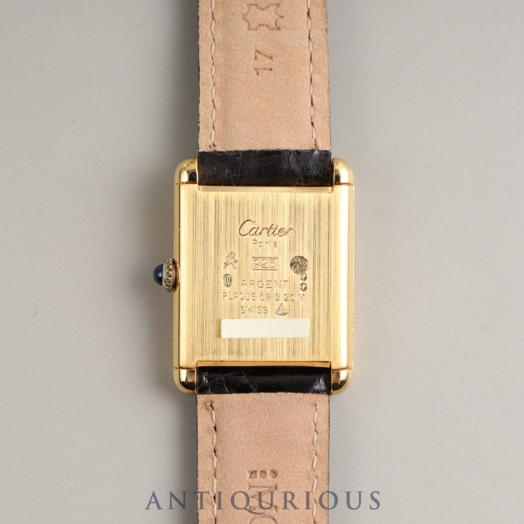 Cartier Must Tank LM Manual Winding Cal.78-1 925 Leather Genuine Buckle (GP) Black Roman Dial