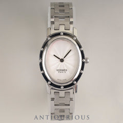 Hermes Clipper Oval CO1.210 Quartz Cal.976.001 SS SS White Guilloche Dial Overhauled