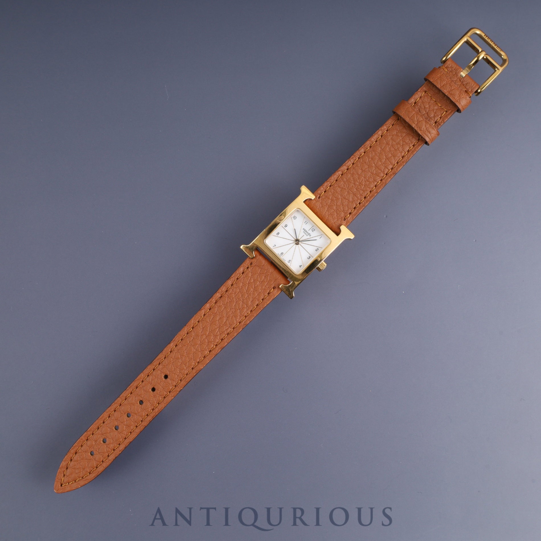 Hermes H Watch HH1.201.130 Quartz Cal.901.001 SS Leather Genuine Buckle (SS) White Dial Box Warranty (2004) Overhauled