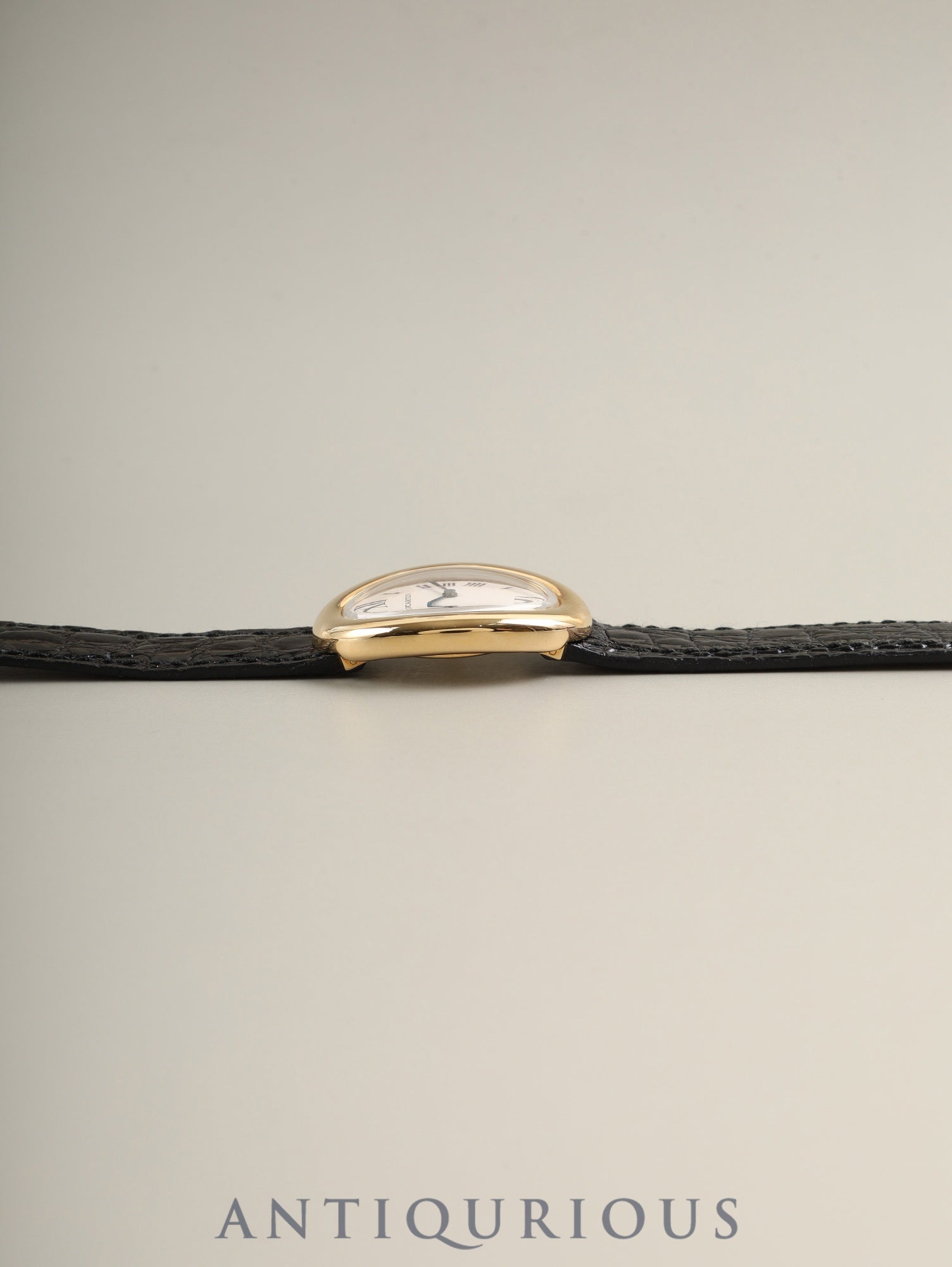 Cartier Baignoire SMW1506056 / 1952 Quartz Cal. 057 750YG Leather Genuine Pin Buckle (750YG) White Roman Dial Box Booklet Warranty (1995) Overhauled