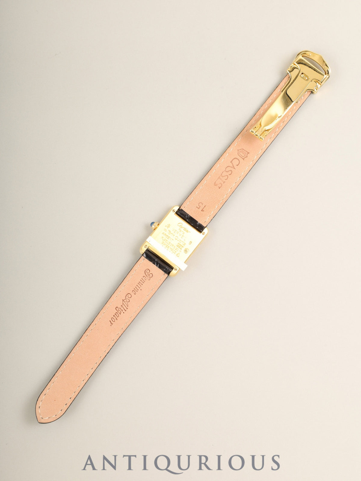 カルティエ マストタンク SM 5057001 クォーツ SV925 革 純正Dバックル（GP）センターグレー飛びローマン文字盤（SWISS表記） オーバーホール済み 新品仕上げ済み