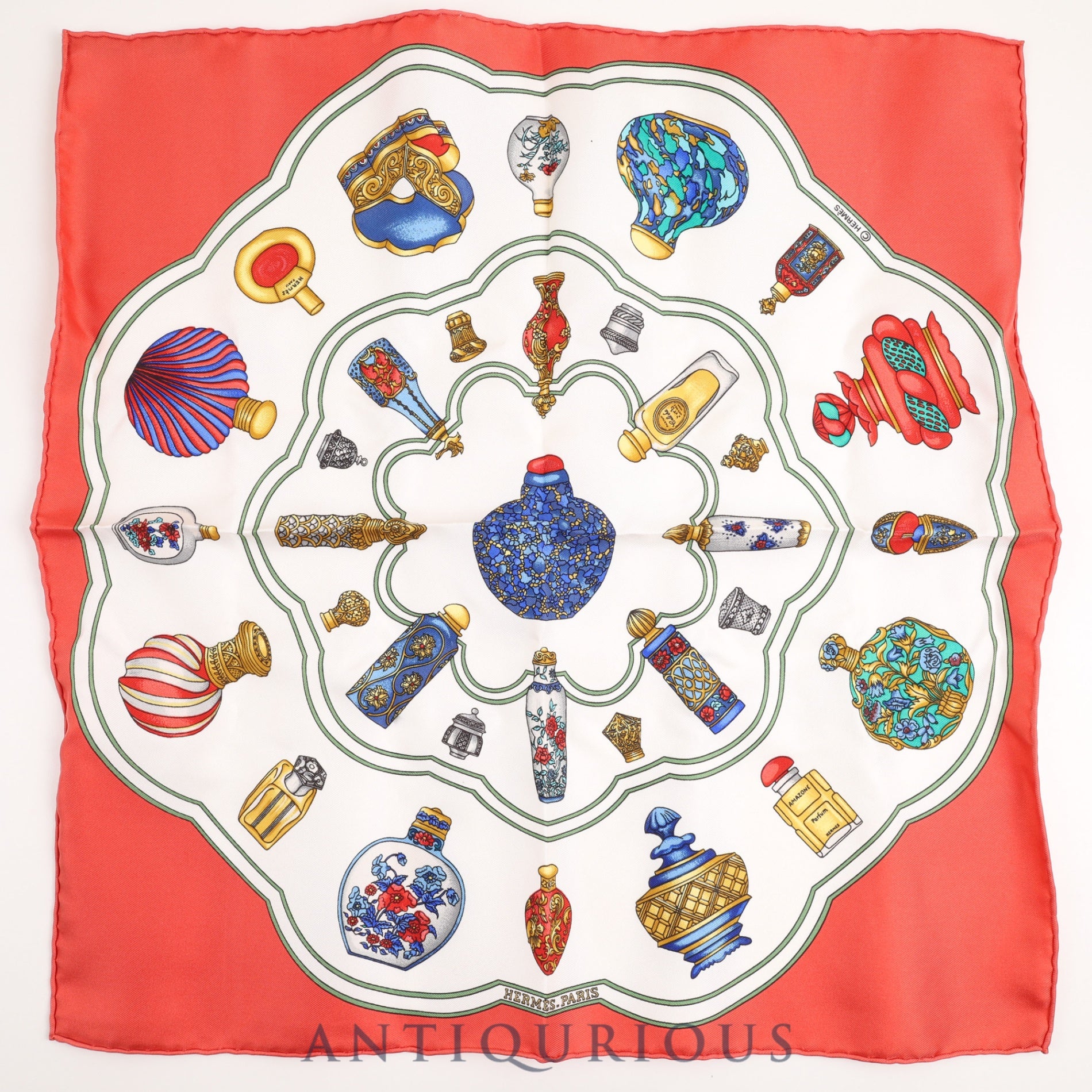 HERMES Scarf CARRES45 QU IMPORTE LE FLACON Perfume Bottle SILK100%