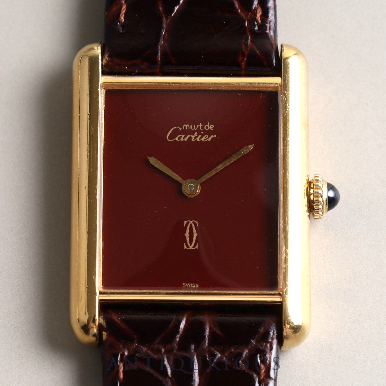 CARTIER カルティエ マストタンク LM 手巻き Cal.78-1 SV925  ボルドー文字盤