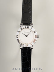 Tiffany Atlas SV Case L0640 Quartz Caliber 976.001 SV925 Leather Strap with Genuine Stainless Steel Buckle, Silver Dial, Overhauled