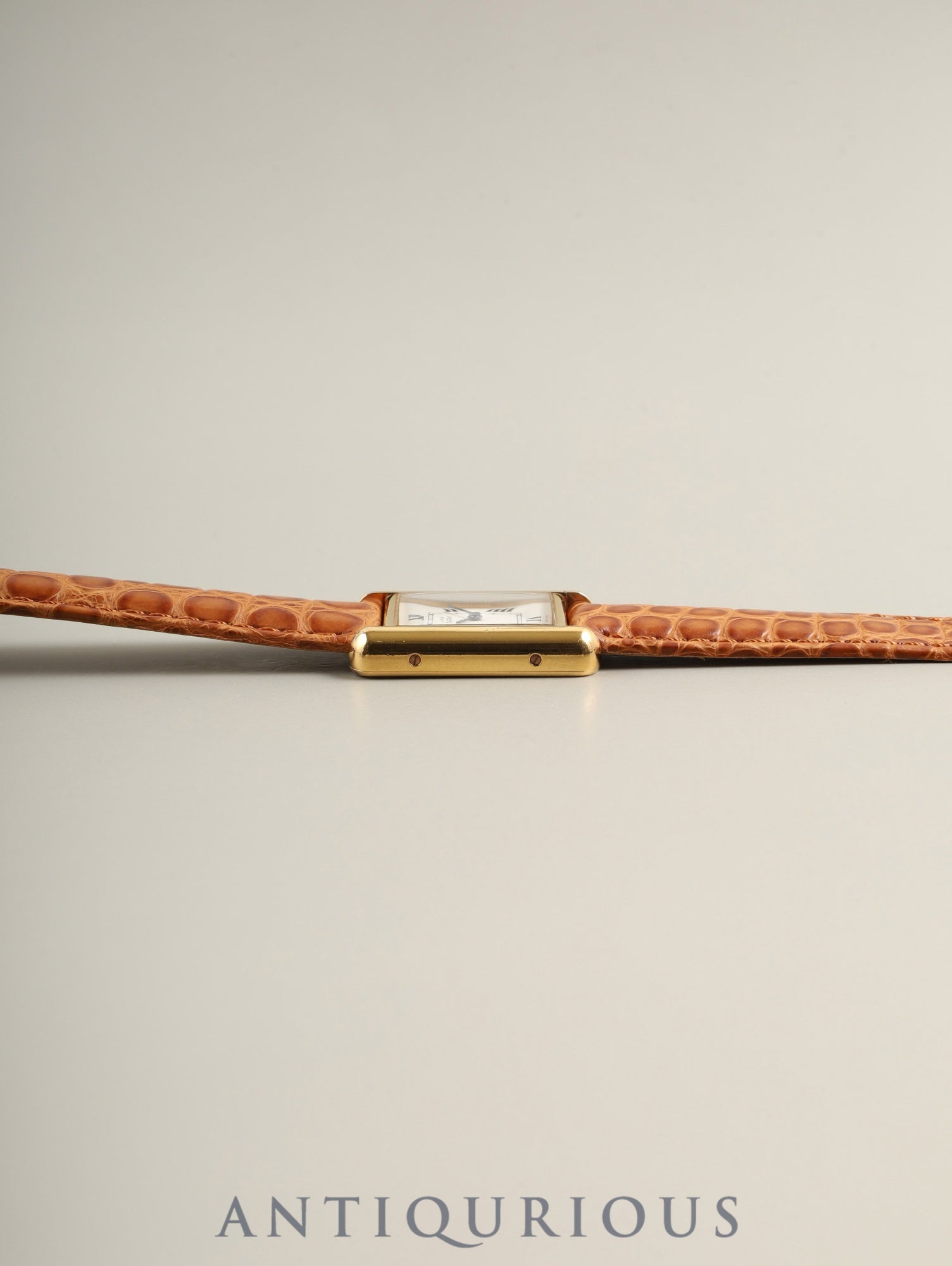 Cartier Must Tank MM W1013654 / 2415 Quartz Cal.057 SV925 Leather Genuine D-buckle (GP) White "Flying" Roman Dial (SWISS MADE marking) Overhauled