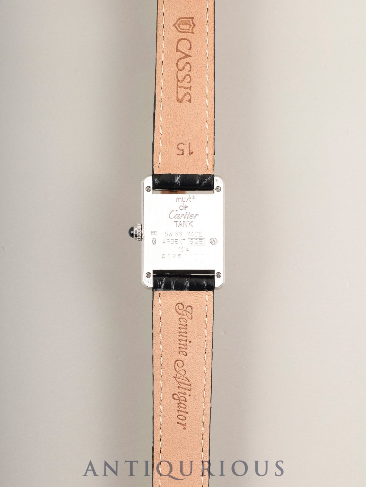 Cartier Must Tank SM 1614 Quartz Cal.057 SV925 Leather Genuine D-Buckle (SS) White Roman Dial (SWISS marking) Box, Manuals, Warranty Card (1996) Overhauled