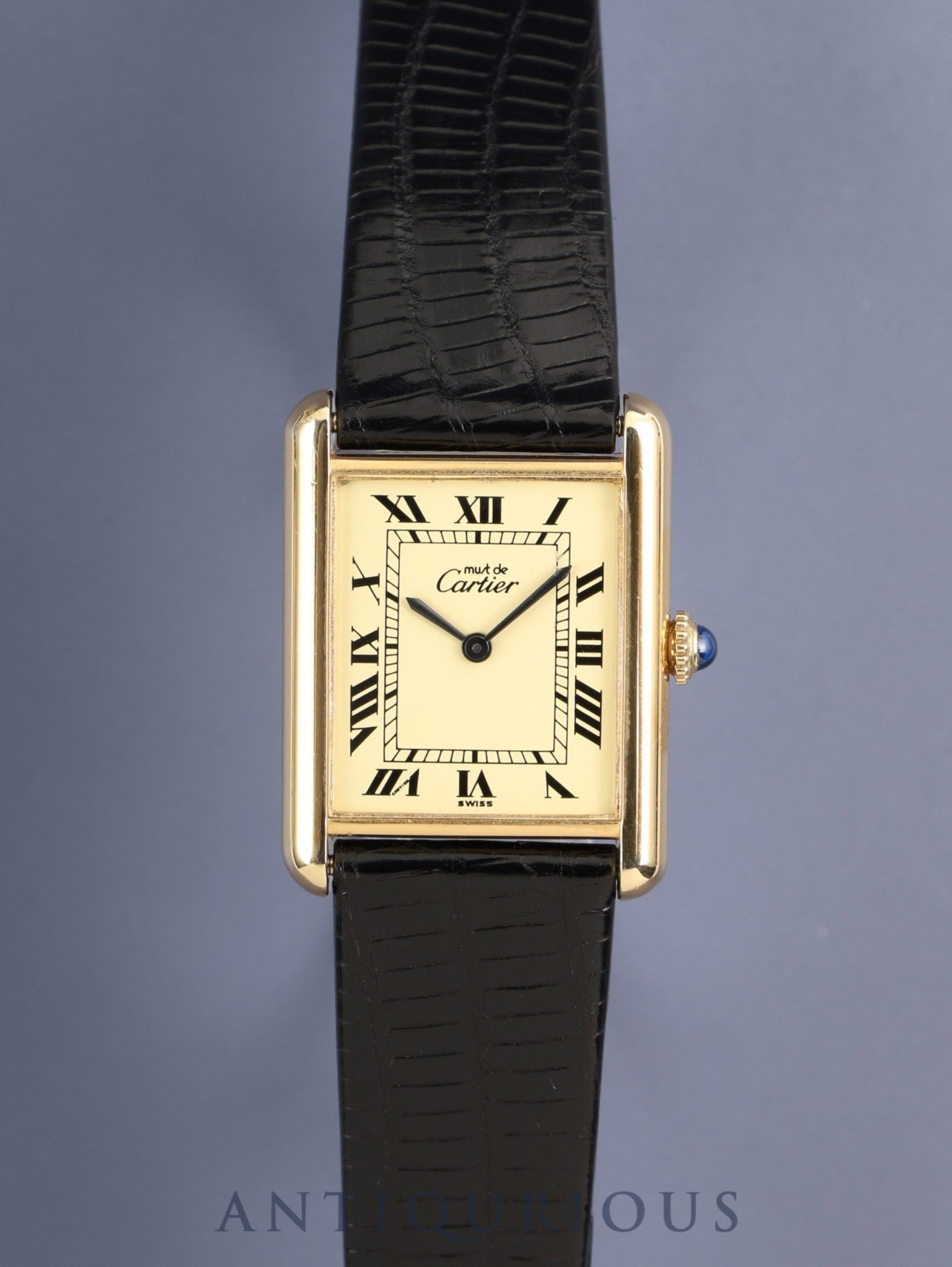 カルティエ マストタンク LM 手巻き Cal.78-1 SV925 革 純正ピンバックル（GP）アイボリーローマン文字盤（SWISS表記） オーバーホール済み