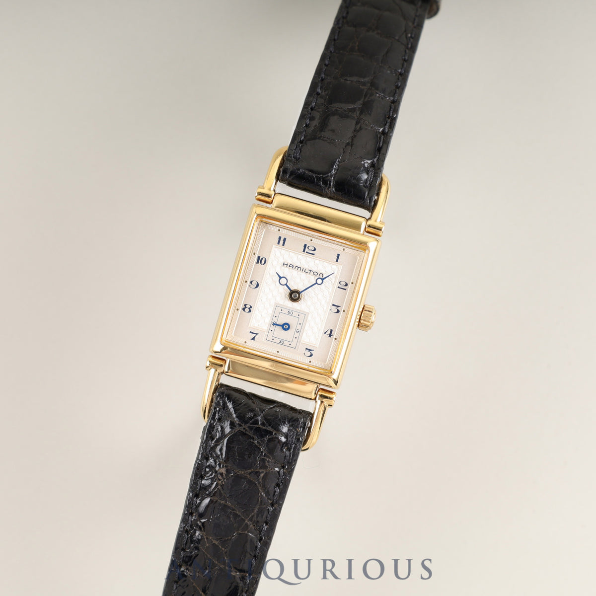 Hamilton Wilshire 6270 Quartz Caliber 980.153 Stainless Steel Watch with Genuine Leather Strap, Aftermarket Buckle (GP), Champagne Gold Dial, Overhauled
