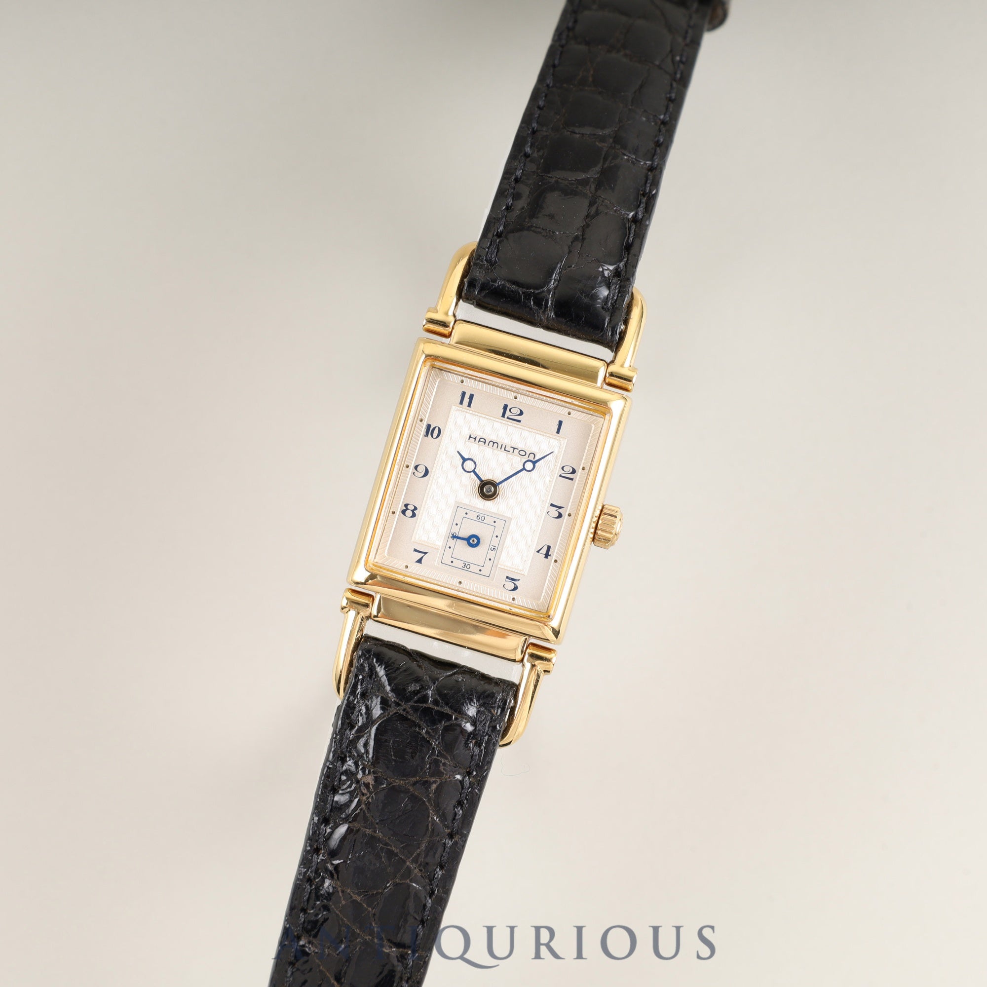 Hamilton Wilshire 6270 Quartz Caliber 980.153 Stainless Steel Watch with Genuine Leather Strap, Aftermarket Buckle (GP), Champagne Gold Dial, Overhauled