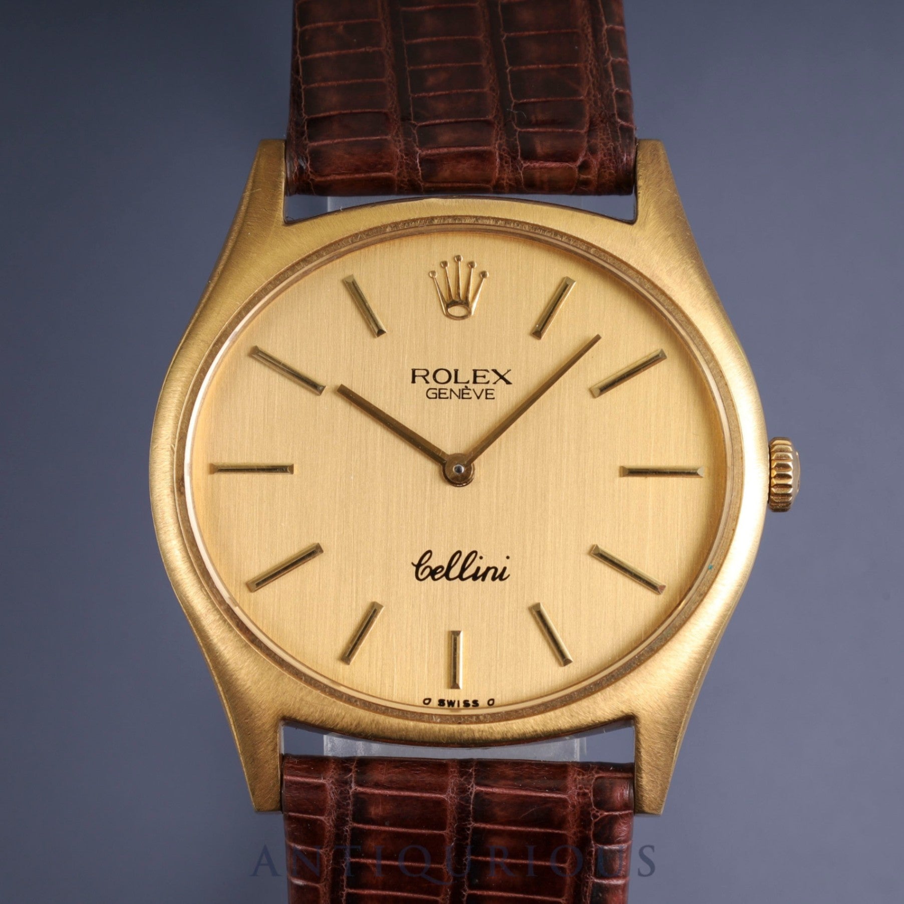 Rolex Cellini 3806 Manual winding Cal.1601 750 Leather Genuine buckle (GP) Gold dial No. 42 (1975) Overhauled