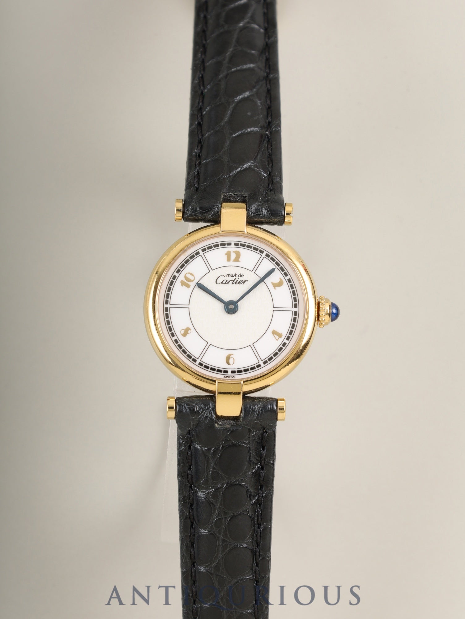 カルティエ マスト ヴァンドーム VLC SM W1009854 / 1851 クォーツ Cal.90.06 SV925 革 純正Dバックル（GP）飛びアラビア文字盤 箱 冊子 保証書（2000年）オーバーホール済み