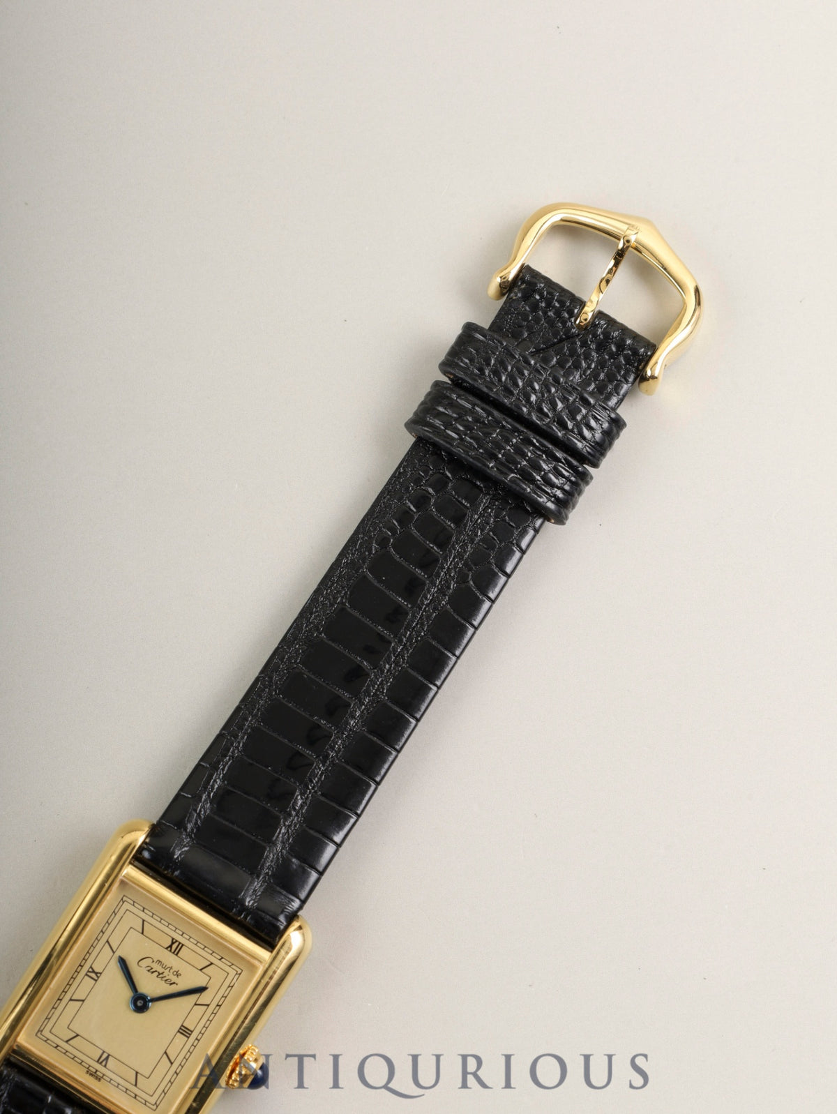 カルティエ マストタンク SM 3 66001 クォーツ Cal.057 SV925 革 純正ピンバックル（GP） シャンパン飛びローマン文字盤（SWISS表記）箱 冊子 保証書 オーバーホール済み 新品仕上げ済み