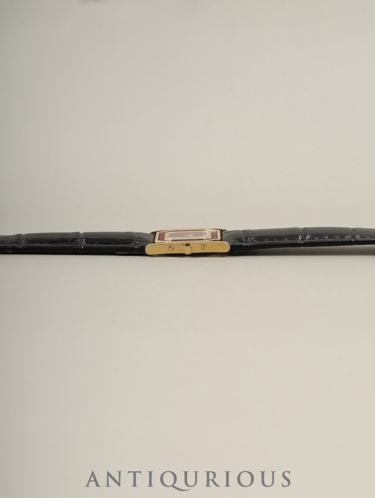 イヴサンローラン  レクタンギュラー 4-221249YO クォーツ Cal.2200 GP/SS 革 社外ピンバックル（SS）ボルドー文字盤 オーバーホール済み