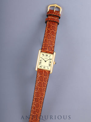 Cartier Must Tank LM 590005 Quartz Cal.690 SV925 Leather Original Pin Buckle (GP) Ivory Roman Dial (SWISS marking) Overhauled