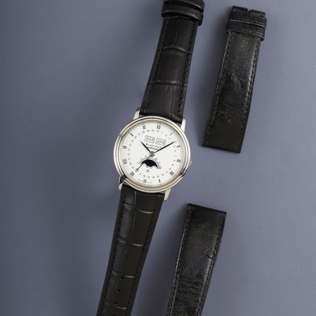 ブランパン ヴィルレ トリプルカレンダー ムーンフェイズ 6595-1127-58 自動巻き Cal.953 SS 革 純正ピンバックル（SS）ホワイトローマン文字盤 純正レザーベルト オーバーホール済み