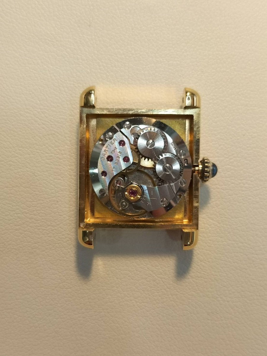 カルティエ マストタンク SM 手巻き Cal.78-1 SV925 革 純正尾錠（GP） アイボリー文字盤（SWISS MADE表記） カルティエブティックにてアフターサービス済み オーバーホール済み