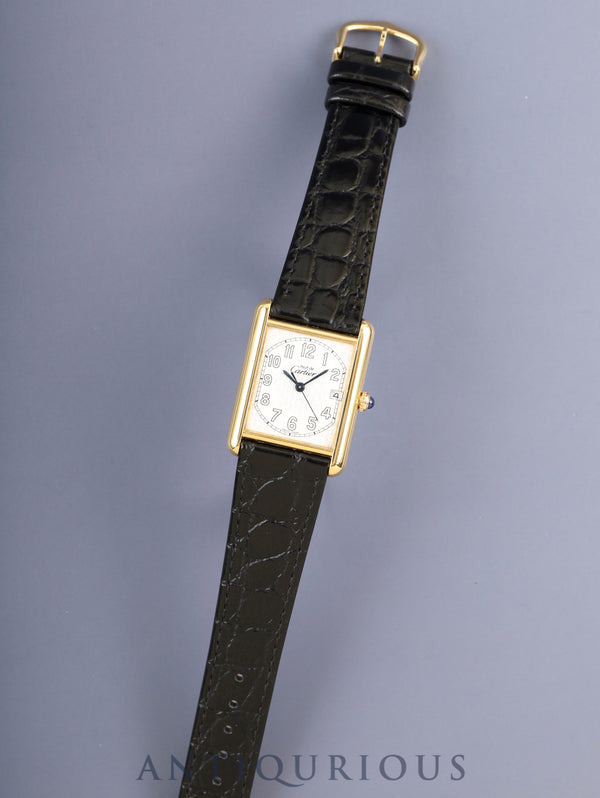 カルティエ マストタンク GM（XL） W1013954 / 2413 クォーツ Cal.687 SV925 革 純正ピンバックル（GP） アラビア文字盤（SWISS MADE表記） オーバーホール済み 新品仕上げ済み