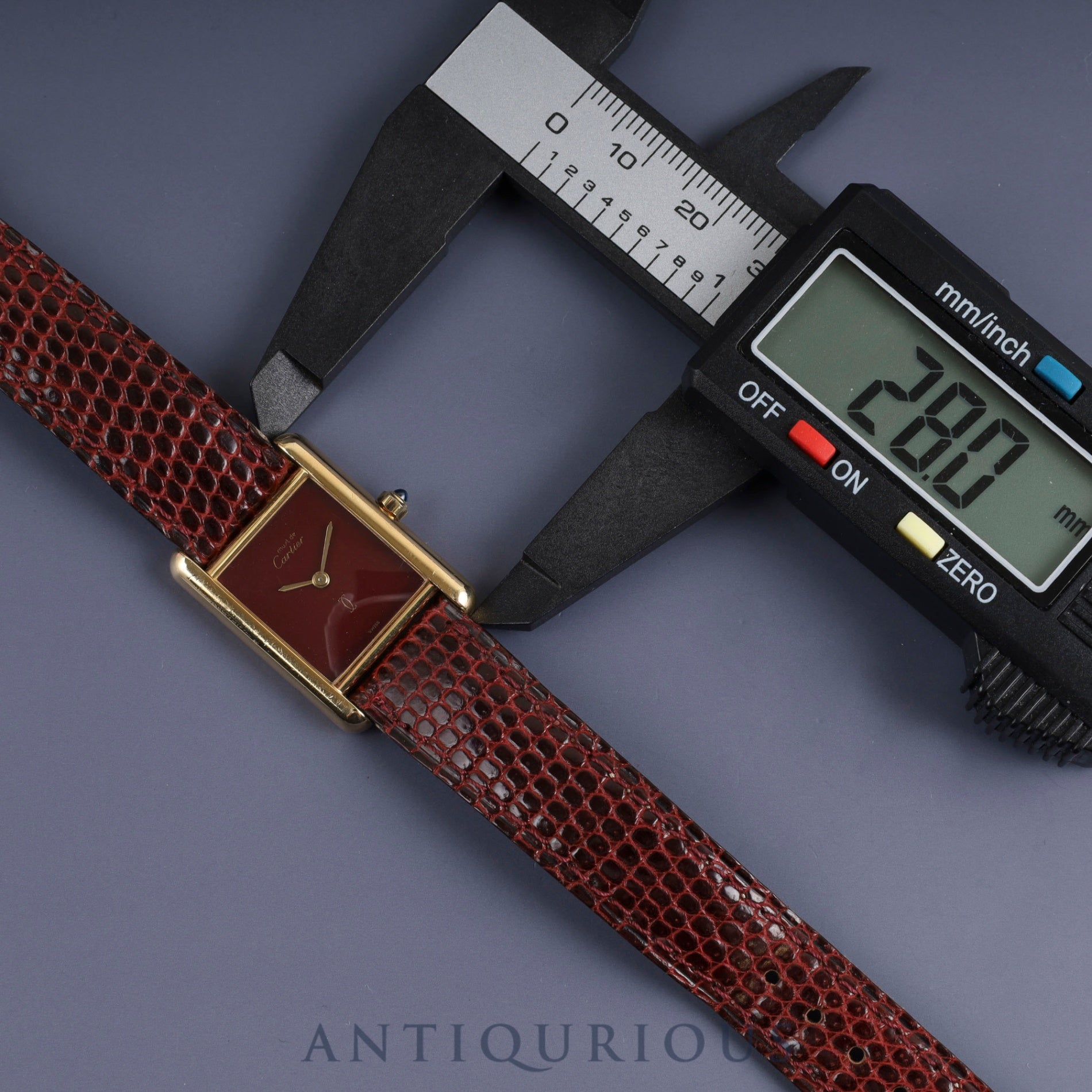 Cartier Must Tank SM 3 66001 Quartz SV925 Genuine leather strap Genuine buckle (GP) Bordeaux dial Overhauled