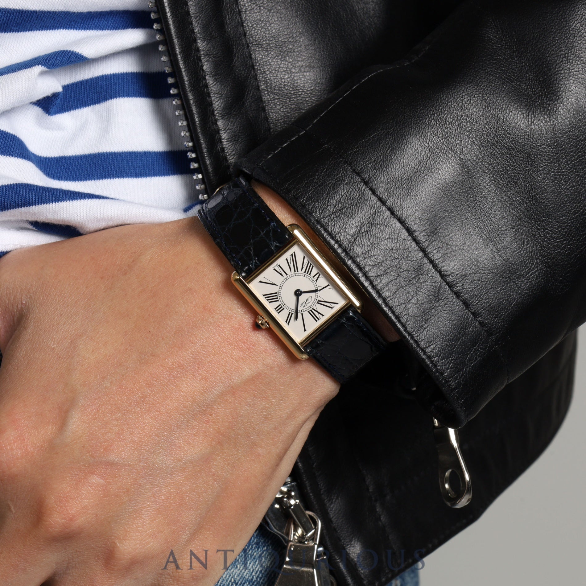 Cartier Must Tank LM 1615 Quartz Cal.90 SV925 Genuine leather strap Genuine D buckle (GP) Opalan dial Overhauled