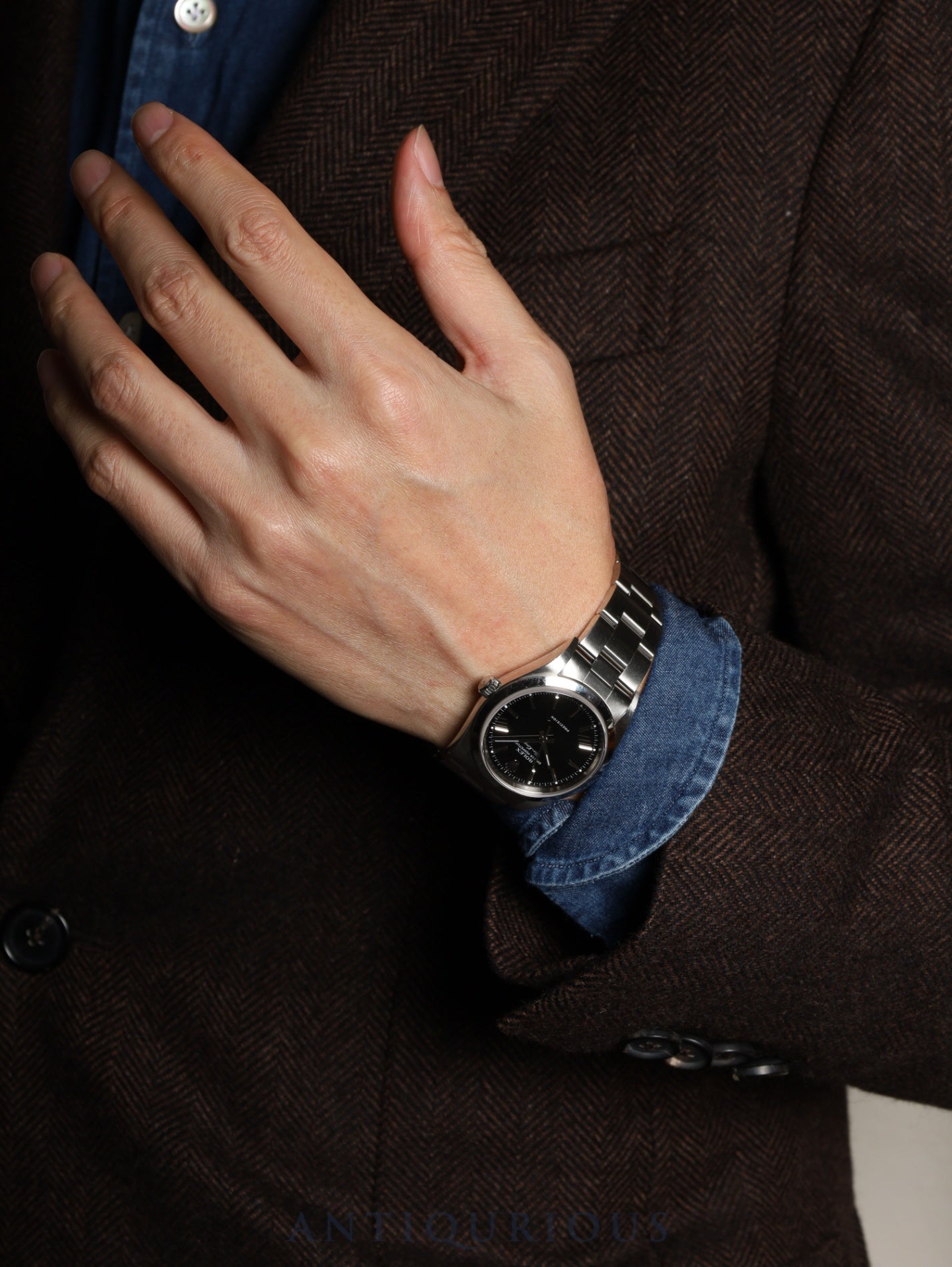 Rolex Air-King 14000 Automatic Caliber 3130 Stainless Steel Black Dial Y Series (2002) Warranty Card Box Tag Booklet Case Overhauled