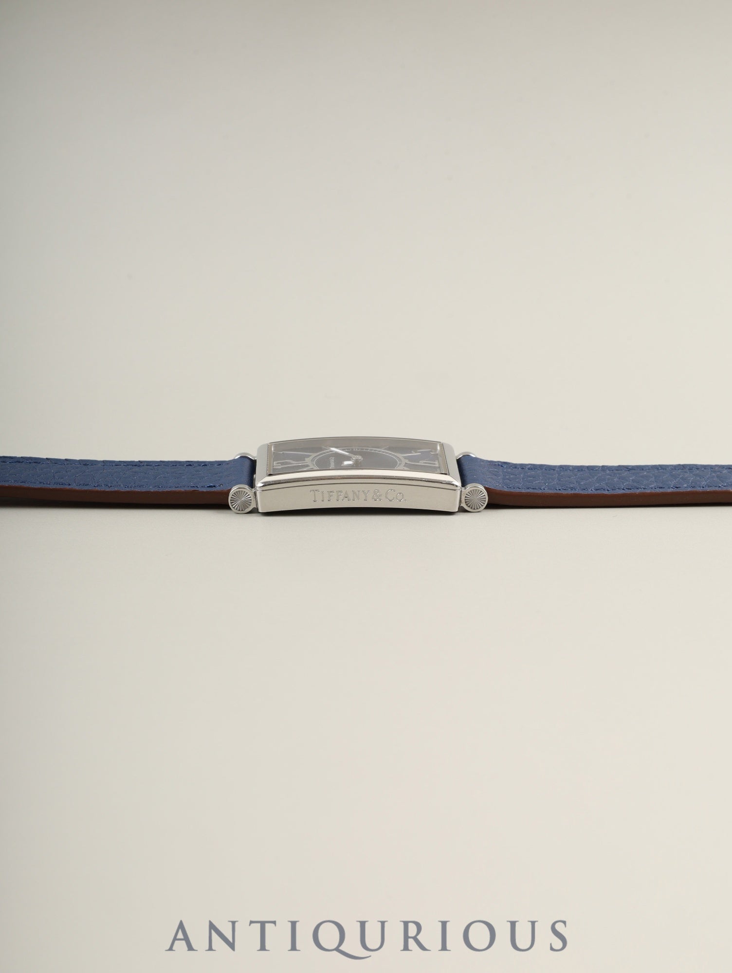 Tiffany Gallery Z3001.10.10A61A50A Quartz Caliber ETA976.001 Stainless Steel Leather Strap with Genuine Stainless Steel Buckle, Blue Arabic Dial, Overhauled