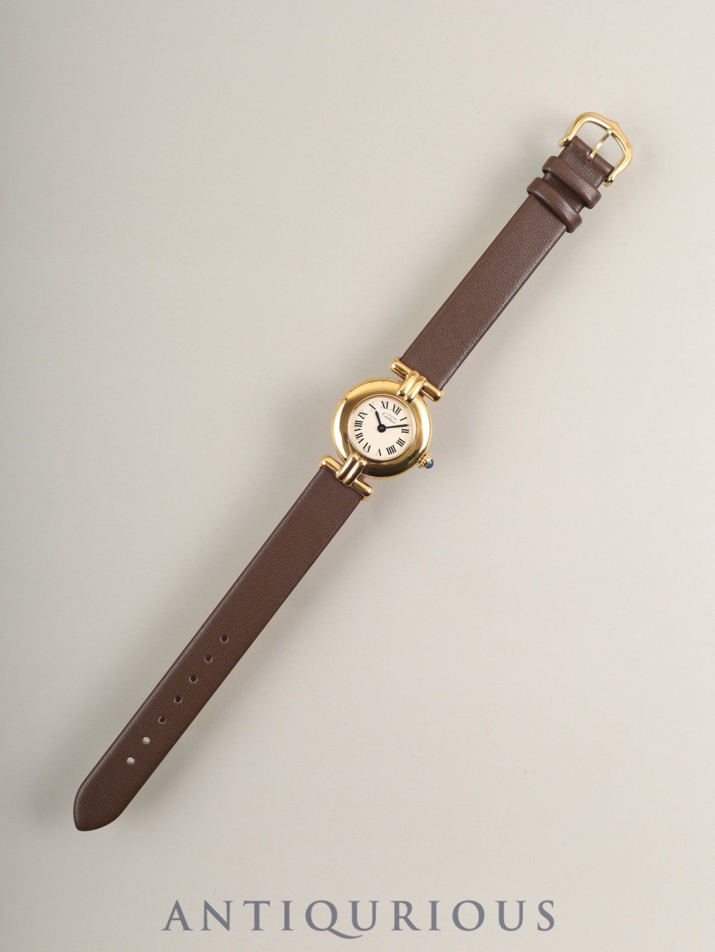 カルティエ マストコリゼ W1000653 / 590002 クォーツ SV925 革 純正尾錠（GP） アイボリーローマン文字盤 箱 冊子 保証書（1990年） カルティエブティックにてコンプリートサービス済み