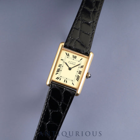 カルティエ マストタンク LM 手巻き Cal.- SV925 革 純正尾錠（GP）アイボリーローマン文字盤 1976年頃～1981年頃 オーバーホール済み