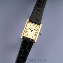 カルティエ マストタンク LM 手巻き Cal.- SV925 革 純正尾錠（GP）アイボリーローマン文字盤 1976年頃～1981年頃 オーバーホール済み