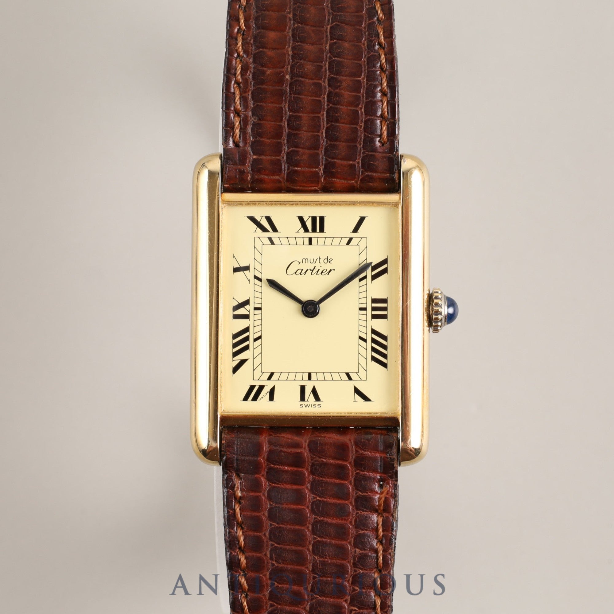 Cartier Manual Winding Cal.78-1 SV925 Genuine Leather Strap Genuine Buckle (GP) Ivory Roman Dial Box Overhauled