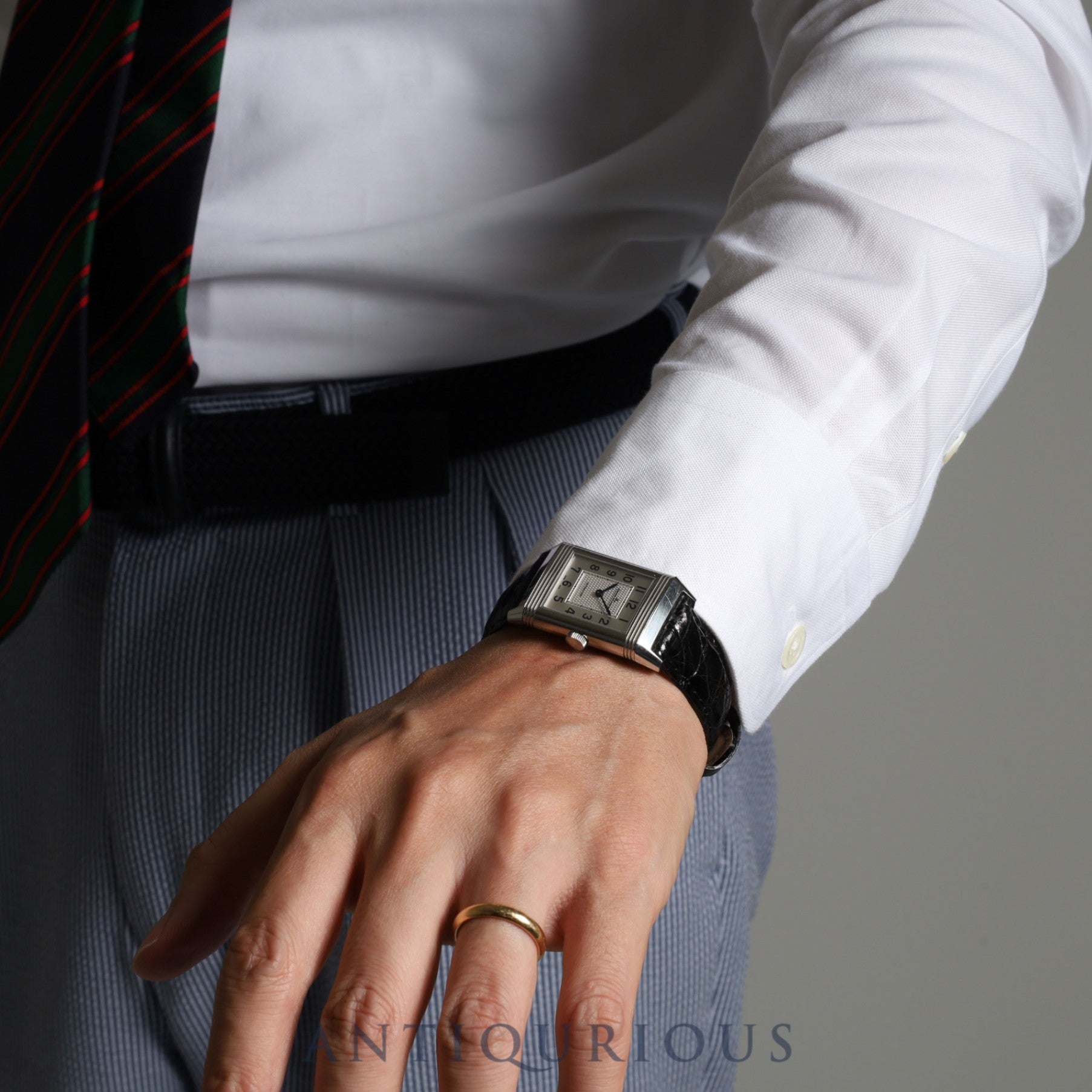 JAEGER LECOULTRE REVERSO CLASSIC MEDIUM Q2538120 (212.8.S5) Automatic Cal.965 SS Leather Genuine Buckle (SS) Silver Dial