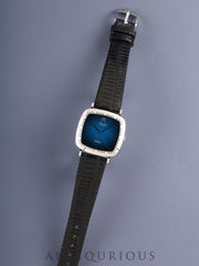 Rolex Cellini 4084, manual winding, Cal. 1600, leather, 750WG, genuine pin buckle (SS), navy dial, No. 41 (1974), overhauled.