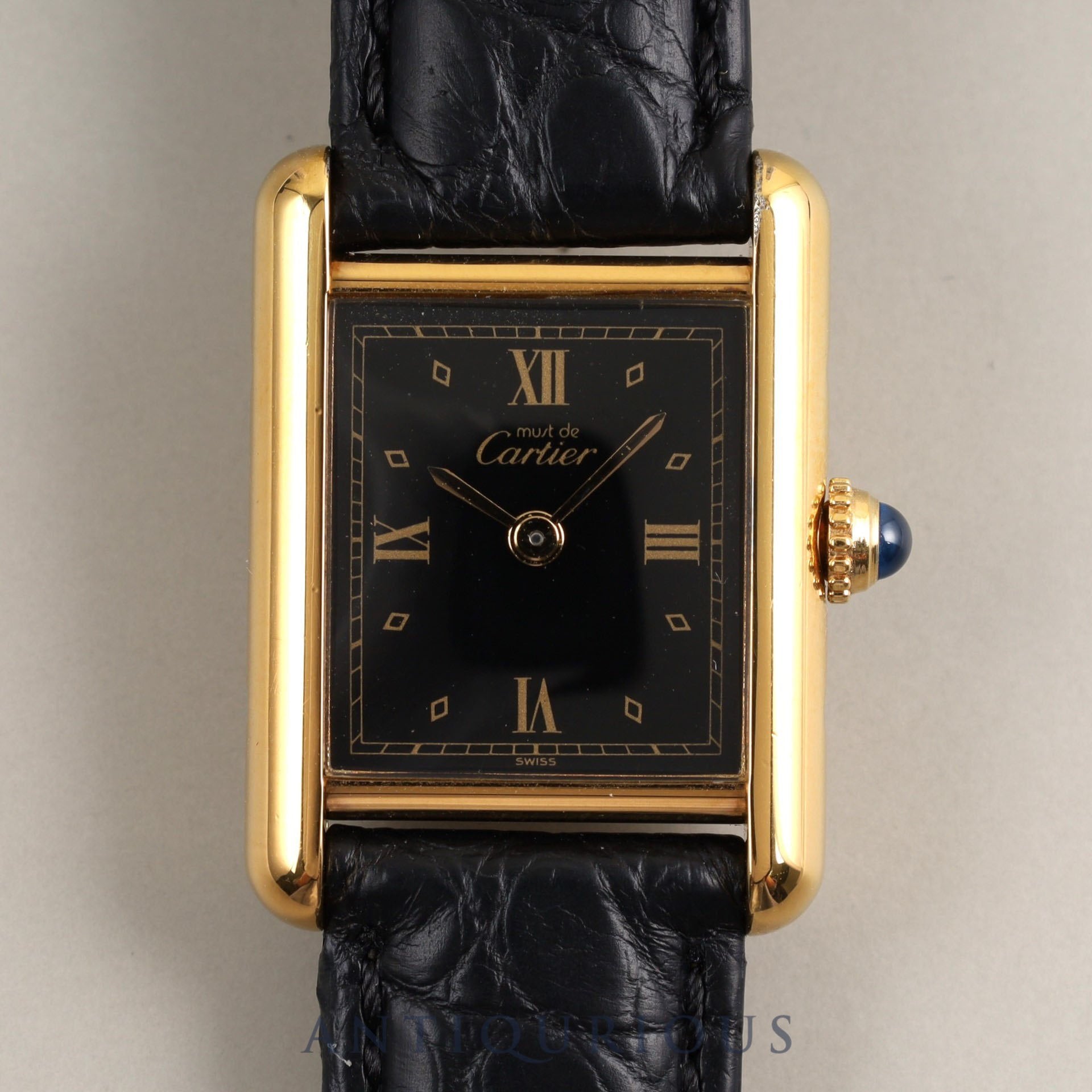 Cartier Must Tank SM QZ 5057001 Cal.057 SV925 Leather Genuine Buckle Rack Jump Roman Dial Overhauled