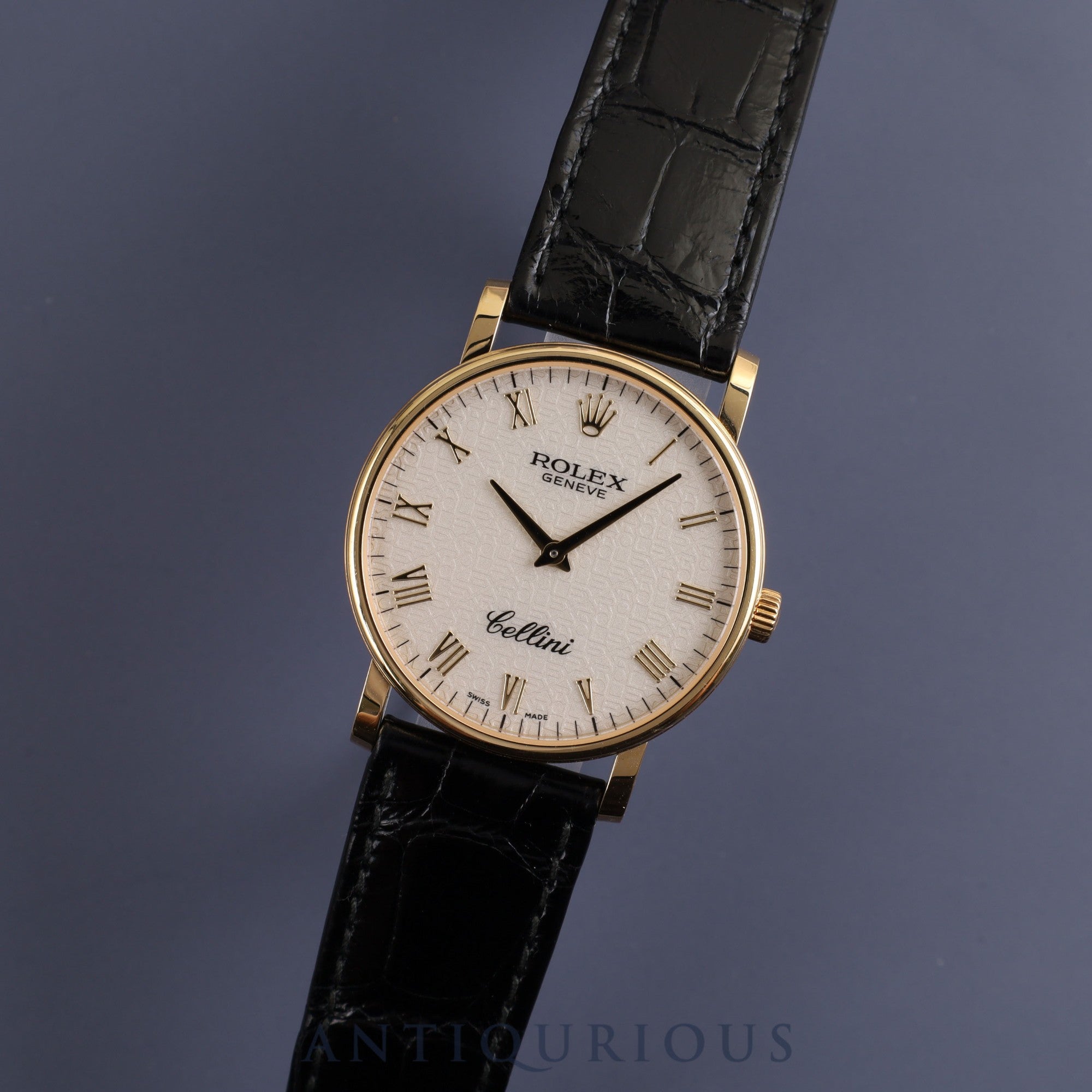 ROLEX CELLINI 5115/8 Manual winding Cal.1602 750YG Genuine leather strap Genuine buckle (750) Ivory engraved computer Roman dial Box Warranty (2015)