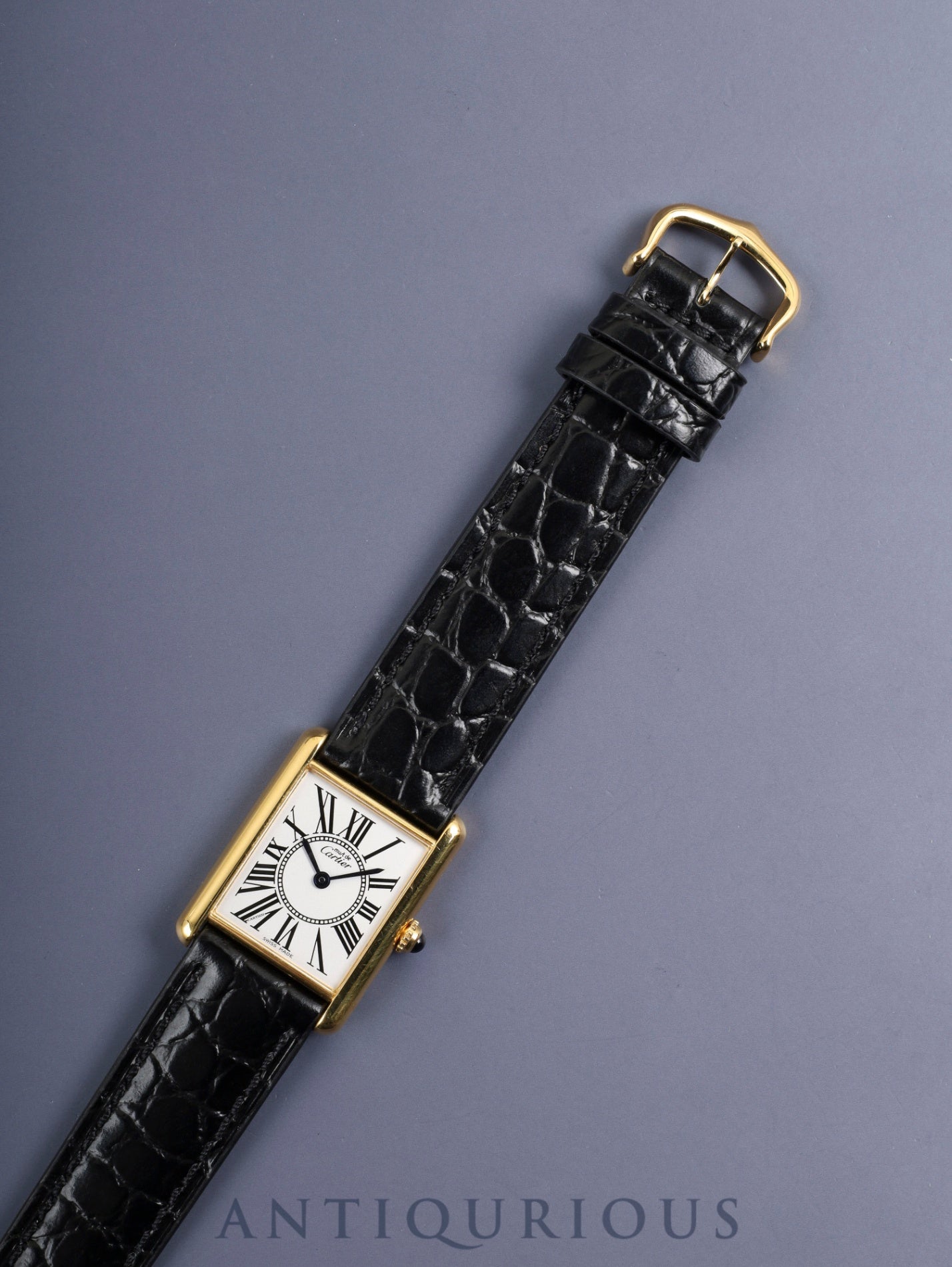Cartier Must Tank LM 590005 Quartz SV925 Leather Original Pin Buckle (GP) Opaline Dial (SWISS MADE) Polished, Complete Service at Cartier Boutique