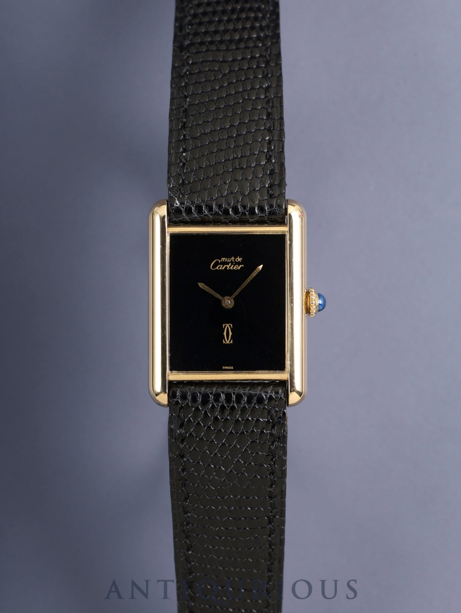 カルティエ マストタンク LM 手巻き Cal.78-1 SV925 純正革ベルト 純正ピンバックル（GP）オニキス文字盤（SWISS表記 ）オーバーホール済み