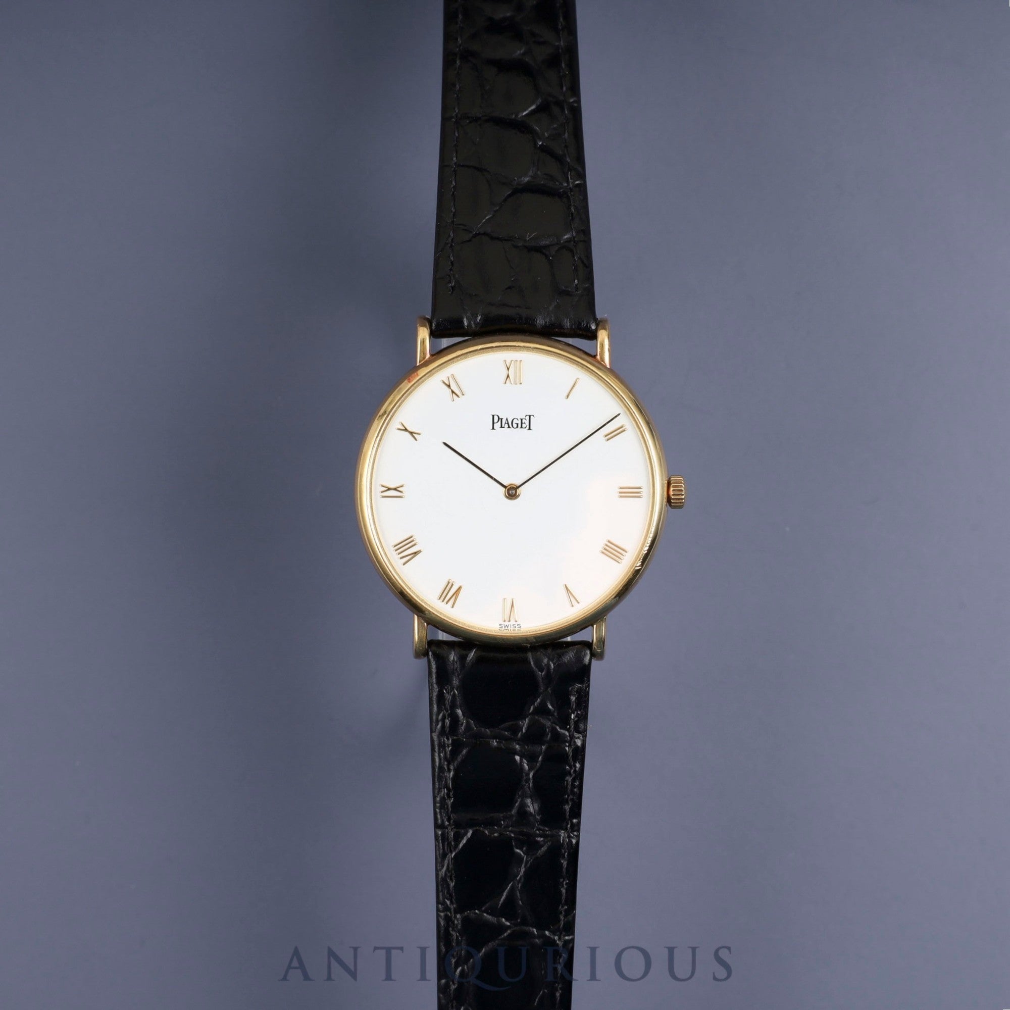 ピアジェ ラウンド 9035N 手巻き Cal.9P2 750 革 純正尾錠（GP） ホワイト文字盤 32mm 保証書 オーバーホール済み