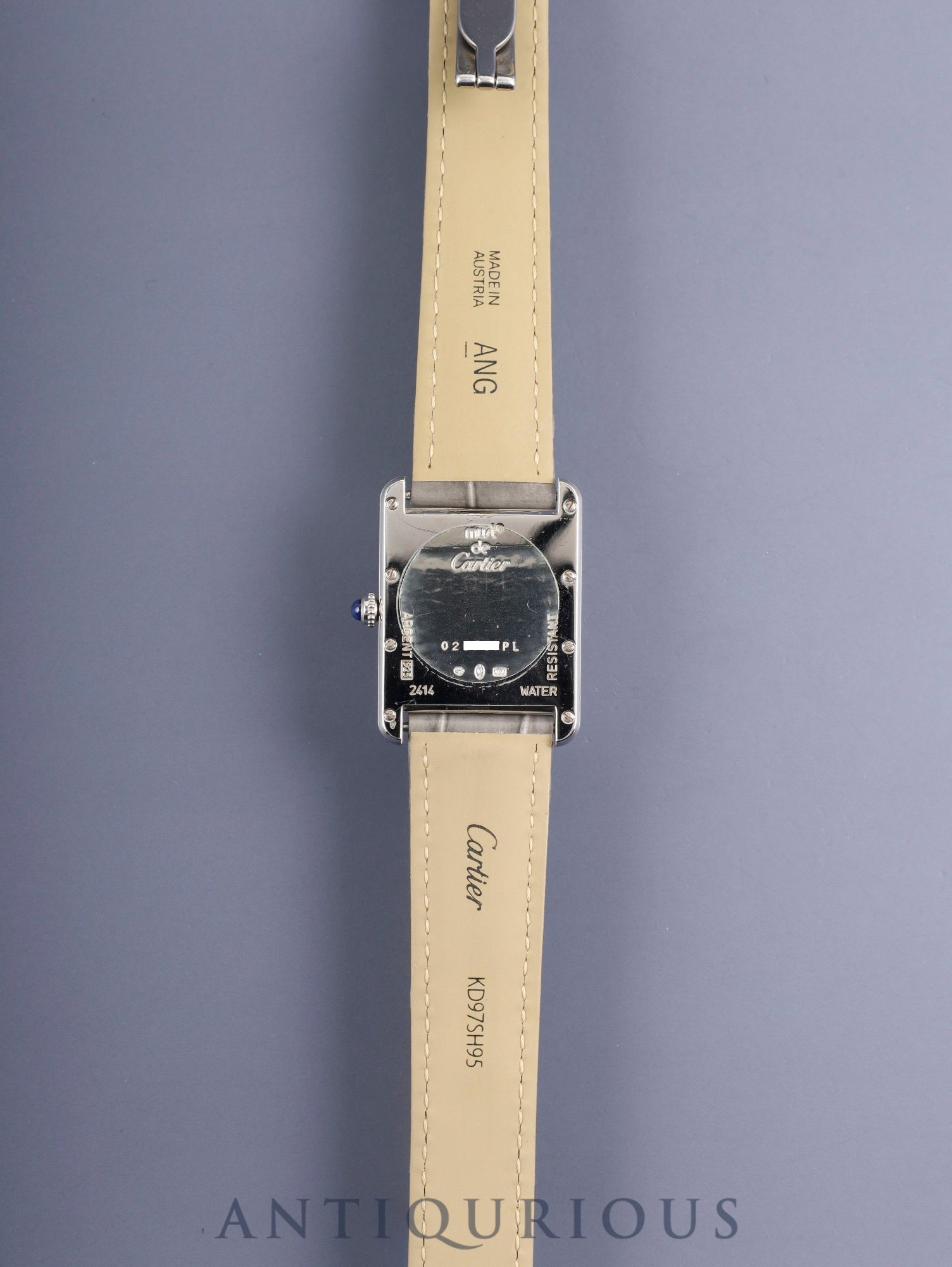 Cartier Must Tank GM (XL) 2414 Quartz Caliber 687 SV925 with genuine leather strap and genuine D-buckle (Stainless steel). Telephone Arabic dial (SWISS MADE inscription). Circa 1999-2003. Overhauled.