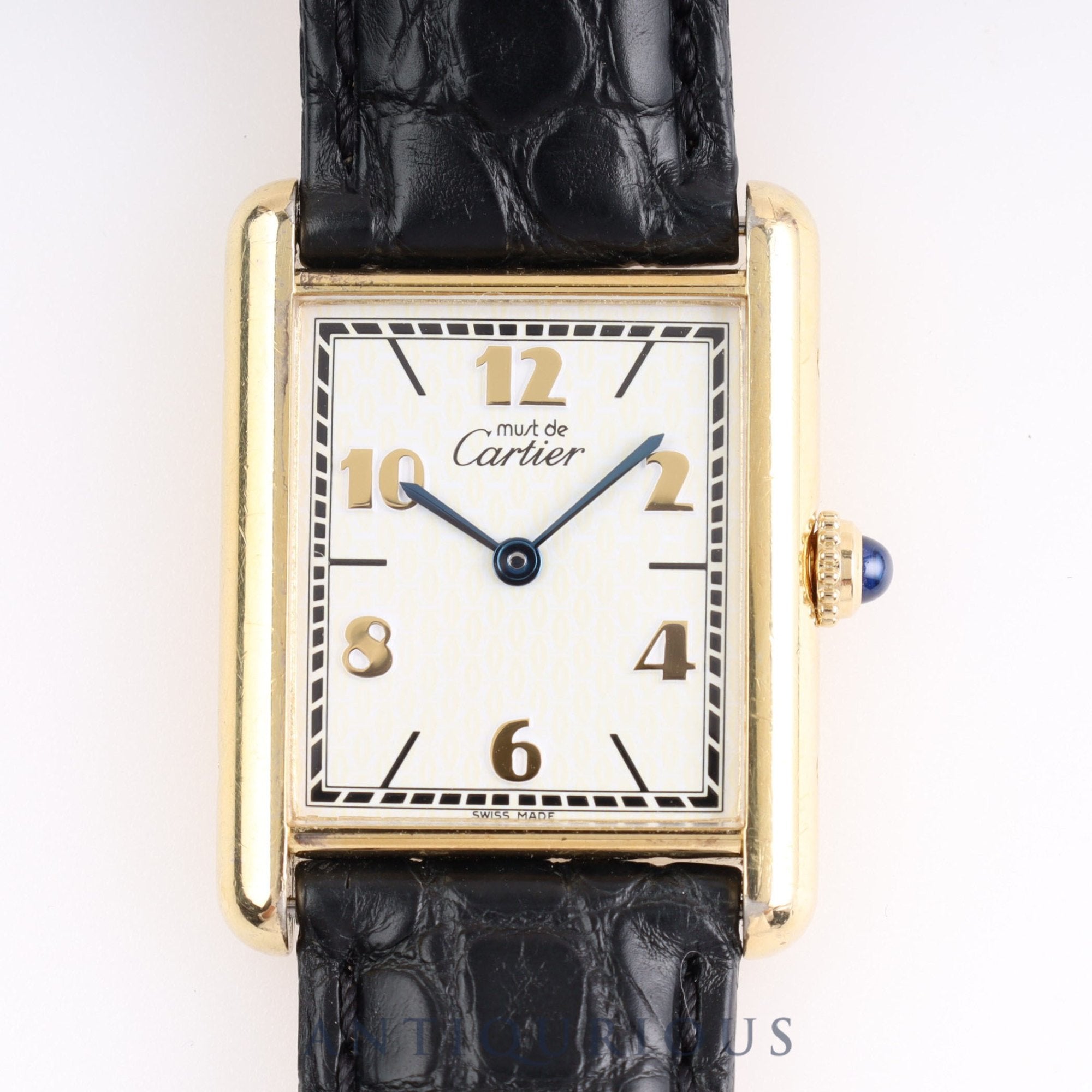 CARTIER Must Tank LM QZ590005 SV925 Leather Genuine D-buckle Arabic dial Box Cartier boutique complete service