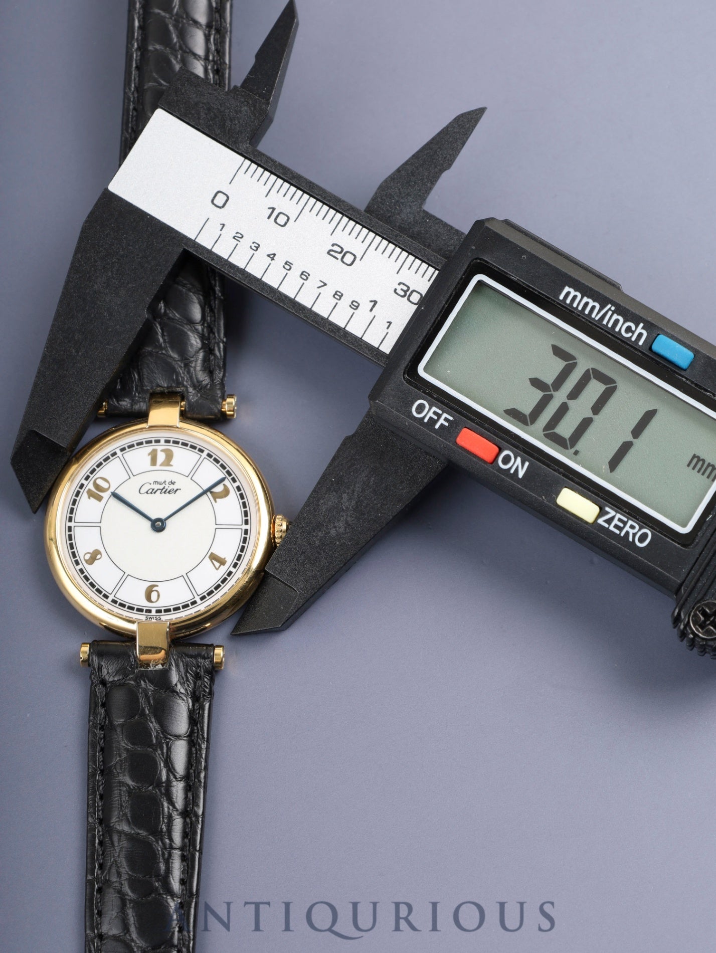 カルティエ マスト ヴァンドーム VLC LM W1009754 / 1861 クォーツ Cal.90 SV925 革 純正Dバックル（GP）飛びアラビア文字盤 箱 オーバーホール済み