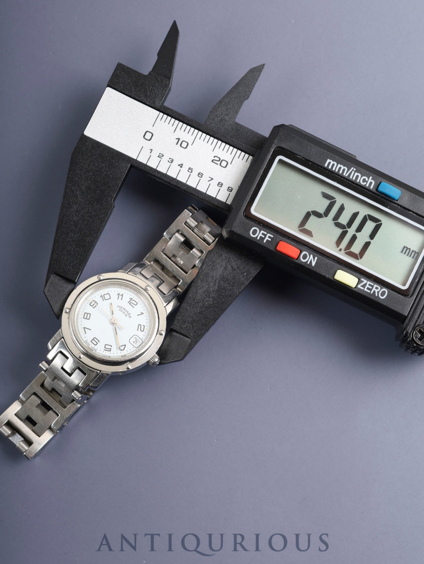 Hermès Clipper CL4.210 Quartz SS SS White Dial Box Manual Warranty (1999) Overhauled