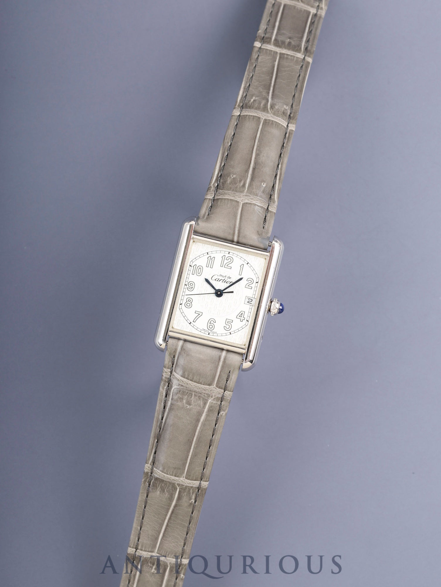 Cartier Must Tank GM (XL) 2414 Quartz Caliber 687 SV925 with genuine leather strap and genuine D-buckle (Stainless steel). Telephone Arabic dial (SWISS MADE inscription). Circa 1999-2003. Overhauled.
